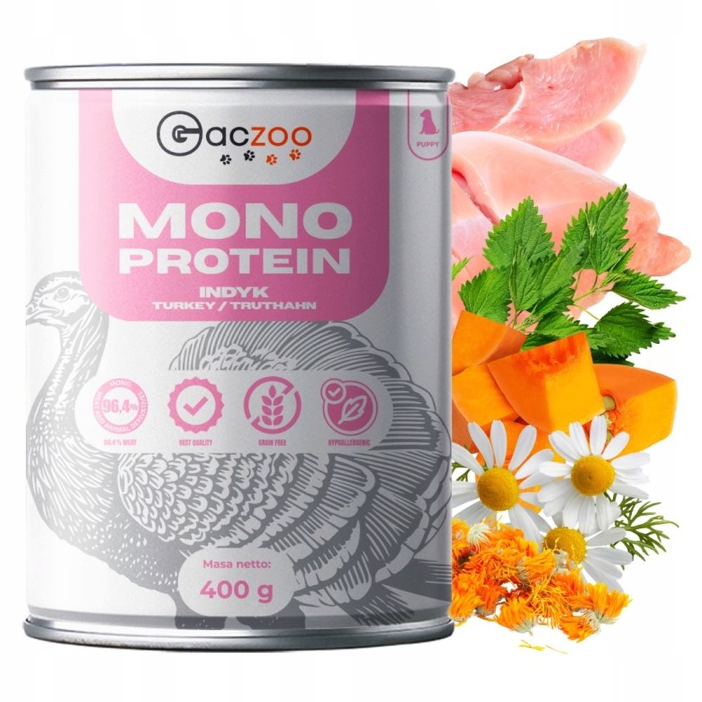 Gaczoo MONO Protein Puppy karma mokra dla szczeniąt Indyk 400g